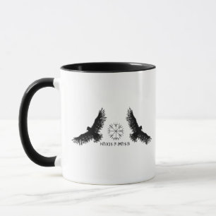 Hugin & Munin   Vegvisir   Odins Raben   black Mug