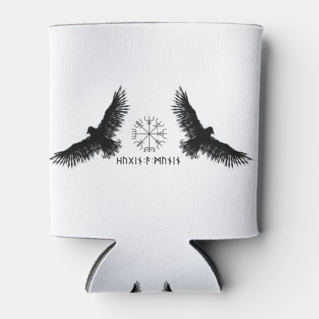 Hugin & Munin | Vegvisir | Odins Raben | schwarz Can Cooler (Front)