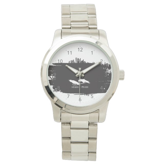 Huginn and Muninn Viking Ravens Ink Design Watch (Front)