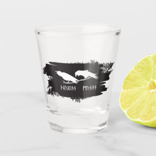 Huginn and Muninn Viking Ravens Norse Ink Shot Glass