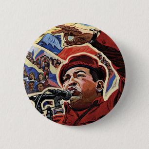 Hugo Chavez - Cartoon Revolution style 6 Cm Round Badge