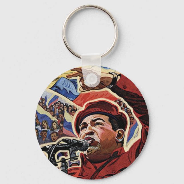 Hugo Chavez - Cartoon Revolution style Key Ring (Front)