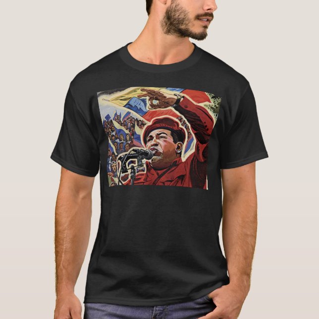 Hugo Chavez - Cartoon Revolution style T-Shirt (Front)