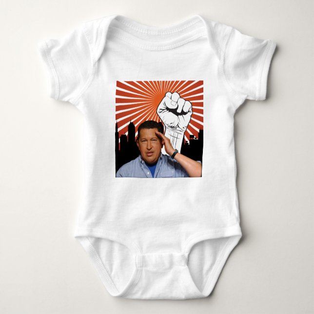 Hugo Chavez - Hugo Salutes style Baby Bodysuit (Front)