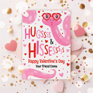Hugs And Hisses Snake Valentine Classroom Card
