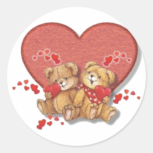 Hugs and Kisses Bears Classic Round Sticker (Front)
