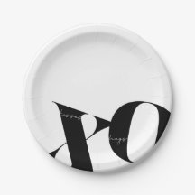 Hugs and Kisses Black and White Paper Plates