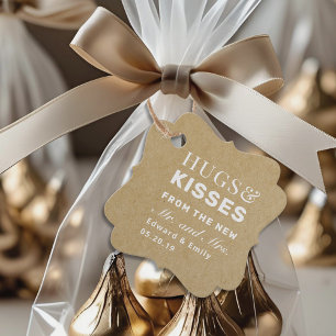 Hugs and Kisses Chocolate Wedding Kraft Favour Tags