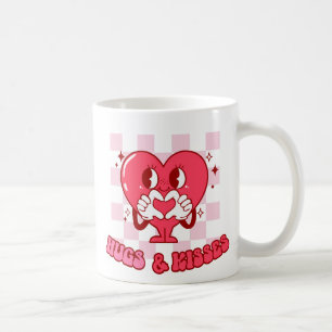 "Hugs and Kisses" Cute & Loving Pink Heart Coffee Mug