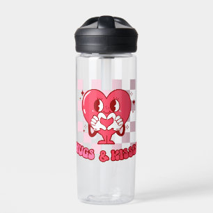 "Hugs and Kisses" Cute & Loving Pink Heart Water Bottle