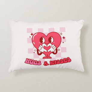 Hugs and Kisses Cute Pink Heart Love Decorative Cushion