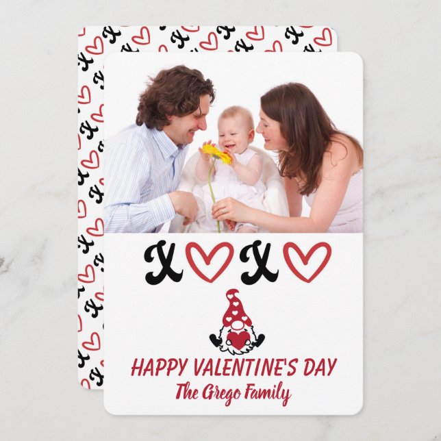 Hugs and Kisses Family Portrait Valentine's Day Holiday Card (Front/Back)