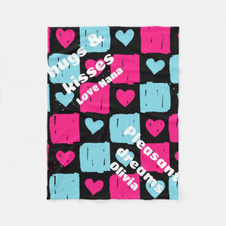 Hugs and kisses fleece blanket