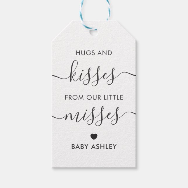 Hugs and Kisses from Our Little Misses, New Baby Gift Tags (Front)