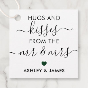 Hugs and Kisses from the Mr and Mrs Forest Green Favour Tags