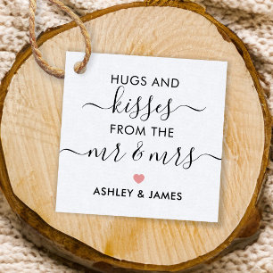Hugs and Kisses from the Mr and Mrs Tag, Pink Favour Tags