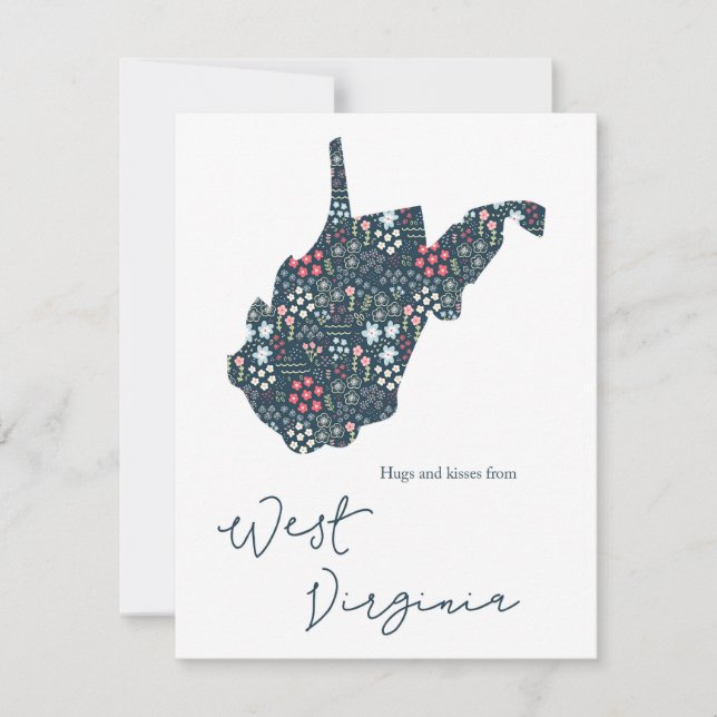 Hugs and Kisses from West Virginia Holiday Card (Front)
