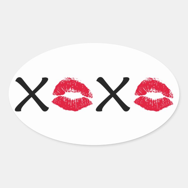 Hugs and Kisses Oval Sticker (Front)