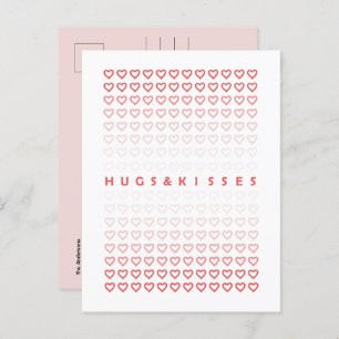Hugs and Kisses Pink Hearts Valentine's Day Postcard