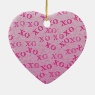 Hugs And Kisses Pink XO XO Ceramic Ornament