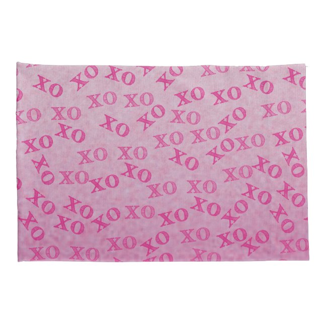 Hugs And Kisses Pink XO XO Pillowcase (Back-Right)