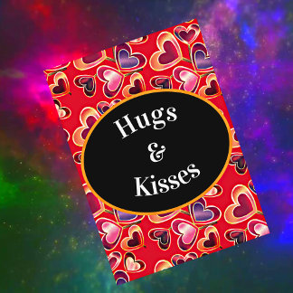 Hugs And Kisses Pretty Double Heart Lollipops Holiday Card