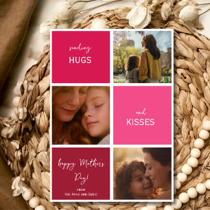 Hugs and kisses three photos Mother's day Holiday Card
