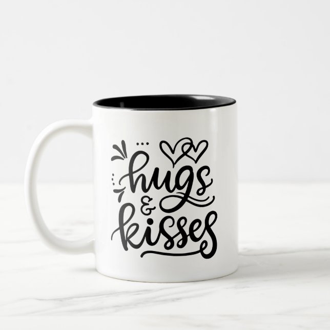 Hugs and kisses  Two-Tone coffee mug (Left)