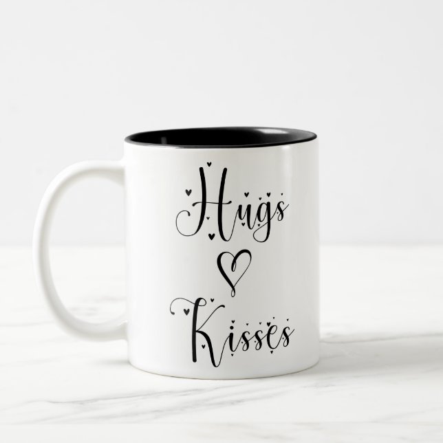 Hugs and Kisses Two-Tone Coffee Mug (Left)