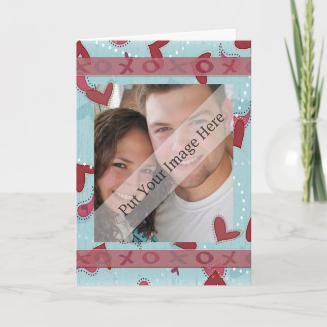 Hugs and Kisses Valentine Photo Card (Front)