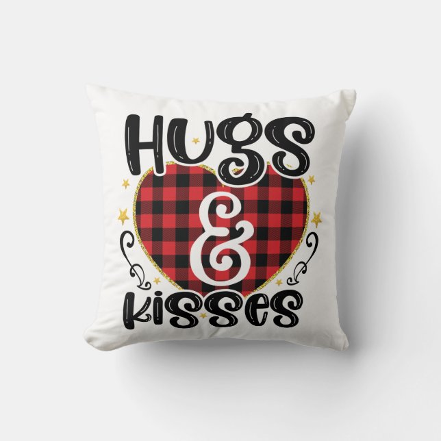 Hugs and Kisses Valentines Cushion (Front)