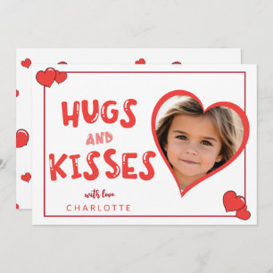Hugs And  Kisses Valentine's Day Custom Photo Card