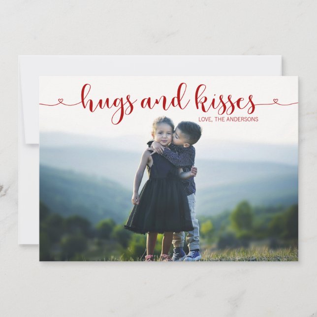 Hugs and Kisses Valentine's Day Photo Card (Front)