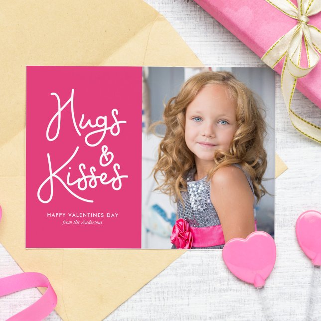 "Hugs and Kisses" Valentine's Day Photo Holiday Card (Creator Uploaded)