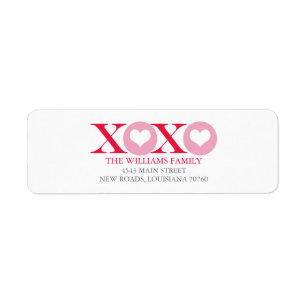 Hugs and Kisses Valentine's Day Return Address Label