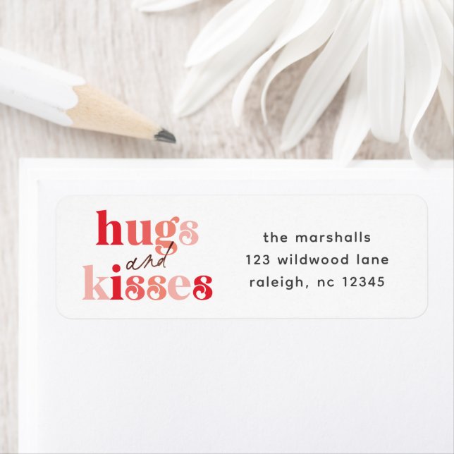 Hugs and Kisses Valentine's Day Return Address Label (Insitu)
