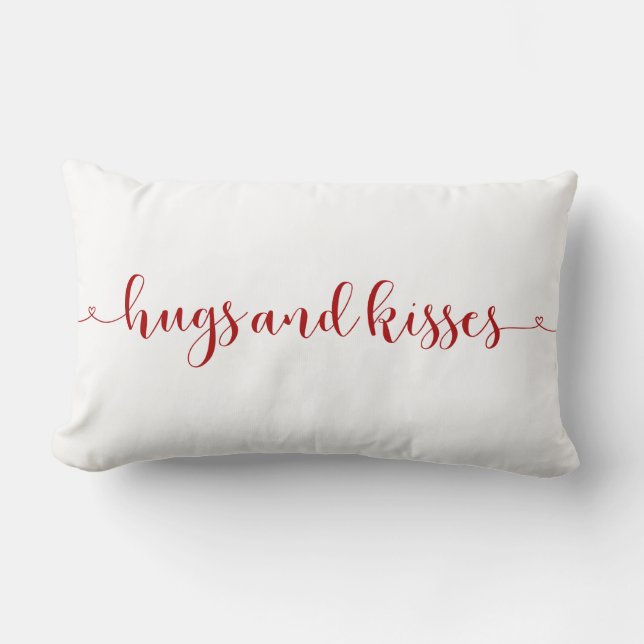 Hugs and Kisses Valentine's Day Throw Pillow (Front)