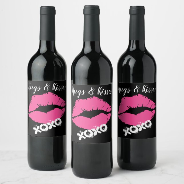 "Hugs and Kisses" Wine Label (Bottles)