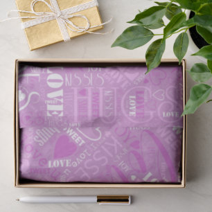 Hugs and Kisses Word Cloud Orchid ID286 Tissue Paper
