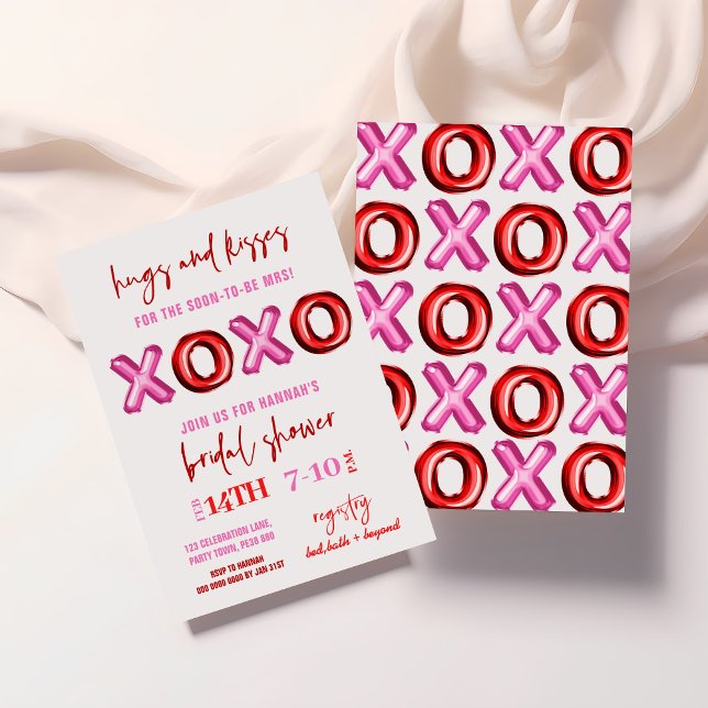 Hugs and Kisses XOXO Bridal Shower foil balloon Invitation (Creator Uploaded)