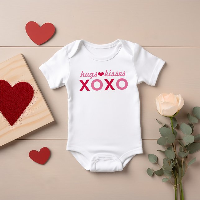 Hugs and Kisses XOXO Girl Valentine's Day Baby Bodysuit (Creator Uploaded)