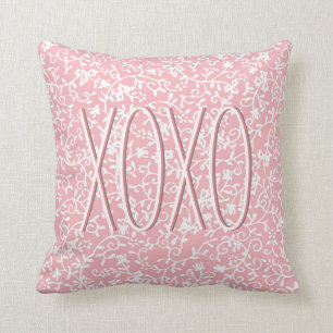 Hugs and Kisses XOXO Pink Throw Pillow