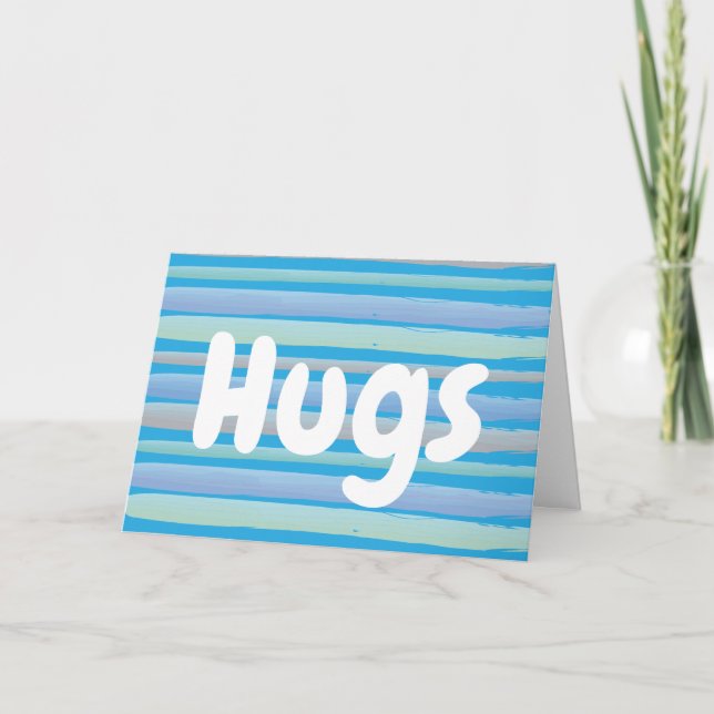 Hugs and Thinking of You with colour stripes Card (Front)