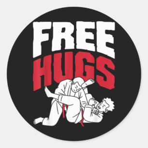 Hugs Brazilian Jiu-Jitsu Funny BJJ MMA Classic Round Sticker