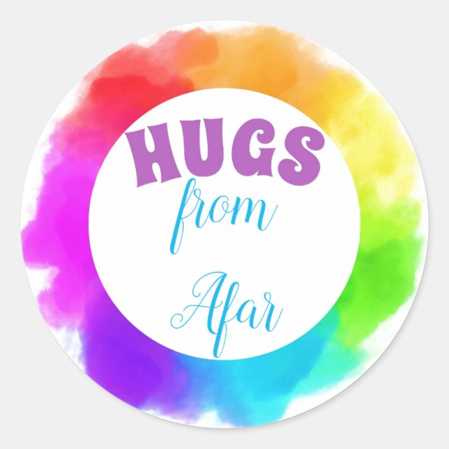 HUGS FROM AFAR CLASSIC ROUND STICKER (Front)