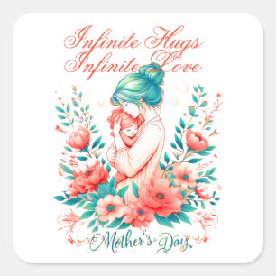 Hugs, Infinite Love: Happy Mother's Day Square Sticker