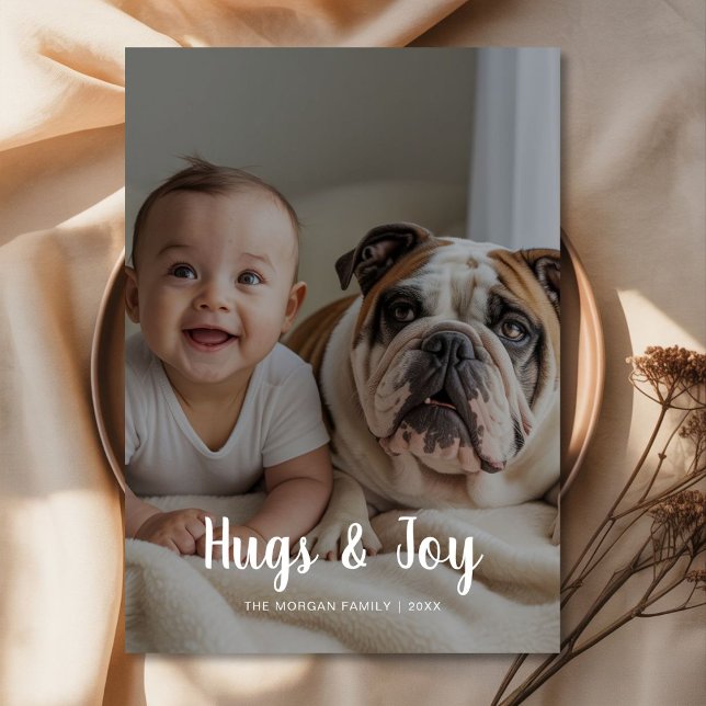 Hugs & Joy – Cute dog Holiday  Card (Creator Uploaded)