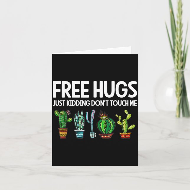 Hugs Just Kidding Don't Touch Me Funny Cactus Joke Card (Front)