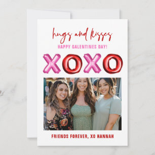 Hugs & Kiss XOXO Galentines day foil balloon card