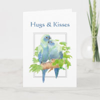 Hugs & Kisses and Birthday Wishes Parrot Couple